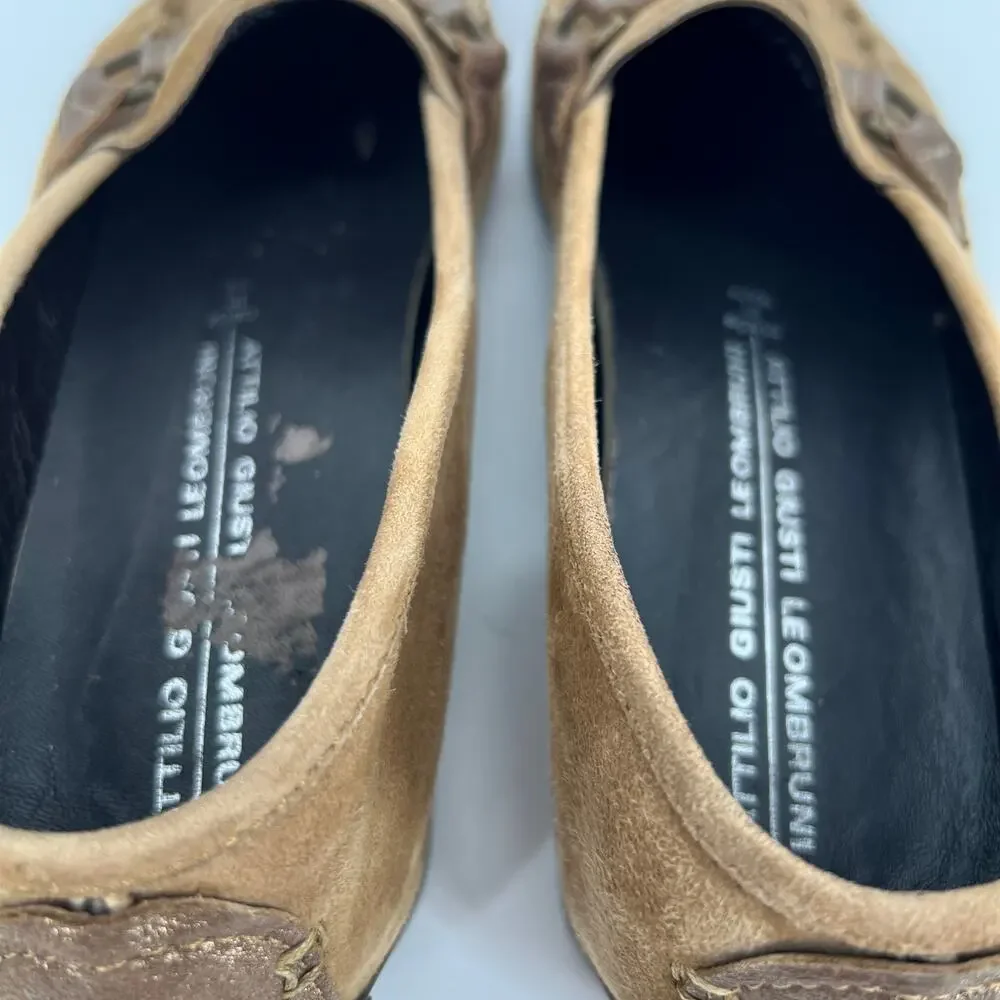 AGL Attilio Giusti Leombruni Loafer Moccasin Women 39 US 8-8.5 Tan Suede Leather